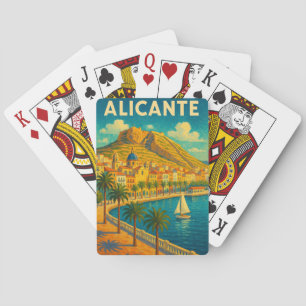 Jeu De Cartes Alicante Espagne Ville Silhouette Peinture Vintage