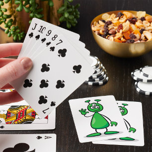 Jeu De Cartes Alien de dessin animé martien vert aux trois yeux