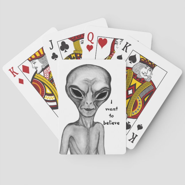 Jeu De Cartes Alien gris, je veux croire (dos)