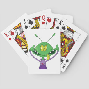 Jeu De Cartes Alien vert drôle faisant une grimace