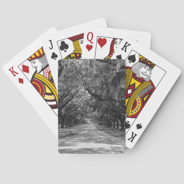 Jeu De Cartes Allée de chênes en nuances de gris (dos)