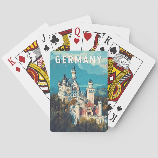 Jeu De Cartes Allemagne Illustration Voyage Art Vintage (dos)