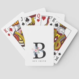JEU DE CARTES ALPHABÈTES FLORAUX BLEUS DOUX NOM LETTRE B