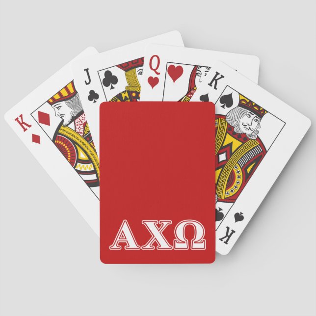 Jeu De Cartes Alphi Chi Omega Lettres blanches et rouges (dos)