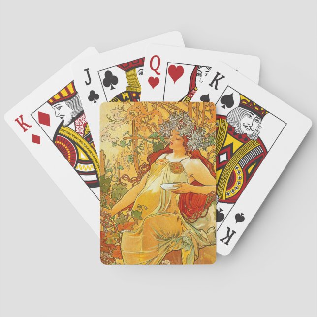 Jeu De Cartes Alphonse Mucha Art Nouveau Automne (dos)
