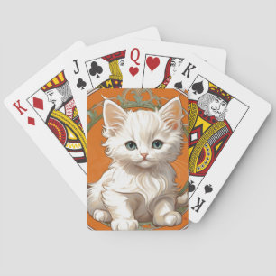 Jeu De Cartes Alphonse Mucha Art Nouveau Kitten blanc