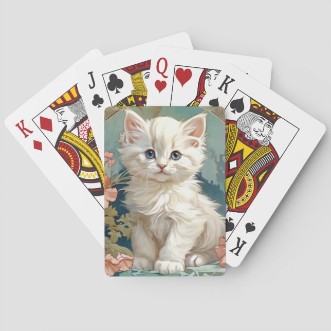 Jeu De Cartes Alphonse Mucha Style Chat blanc (dos)