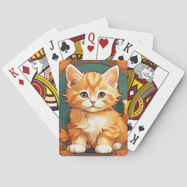 Jeu De Cartes Alphonse Mucha Style Chat orange (dos)