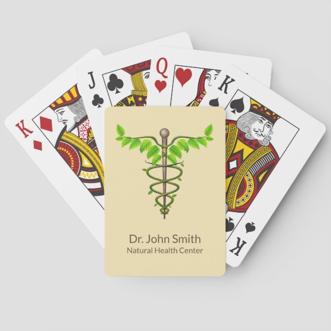 Jeu De Cartes Alternative Médicale Caduceus Vert Feuilles Beige (dos)