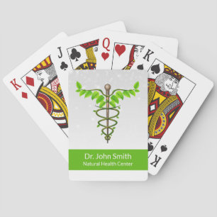 Jeu De Cartes Alternative Médicale Caduceus Vert Feuilles Blanc