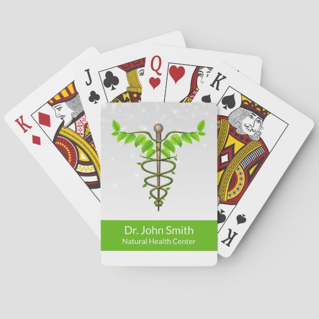 Jeu De Cartes Alternative Médicale Caduceus Vert Feuilles Blanc (dos)