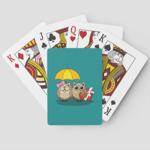 Jeu De Cartes Amateurs de chouette avec parapluie et boîte de ch