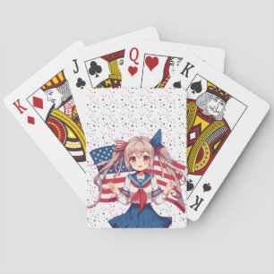 Jeu De Cartes Américaine patriotique fille d'anime