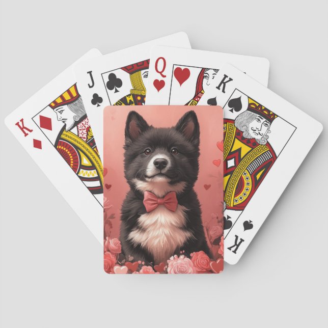 Jeu De Cartes American Akita avec Rose - Saint Valentin (dos)