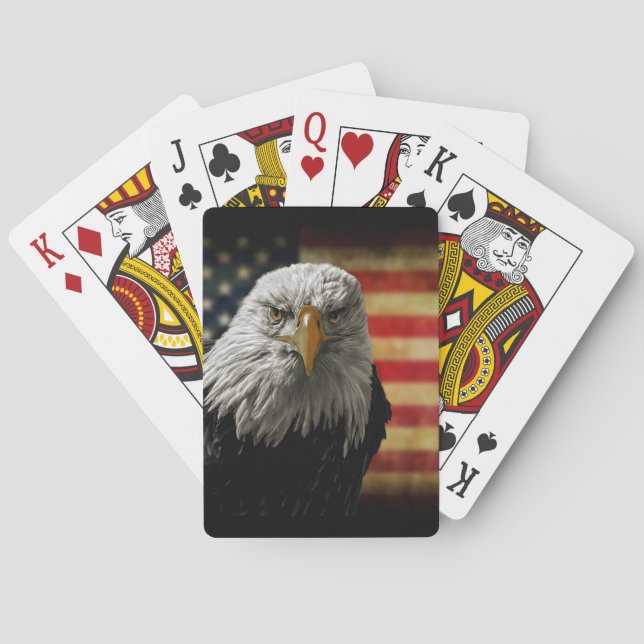 Jeu De Cartes American Bald Eagle on Grunge Flag (dos)