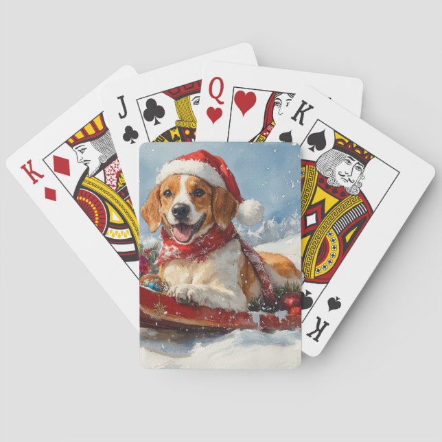 Jeu De Cartes American English Foxhound dans Sledge Christmas (dos)