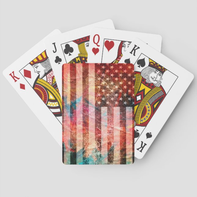 Jeu De Cartes American Flag Grunge Art #5 (dos)