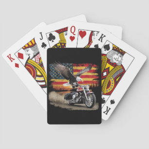 Jeu De Cartes American Flag Mocycle Tshirt USA Flag Bike Ret
