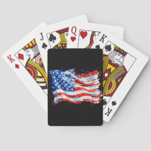 Jeu De Cartes American Flag USA Watercolor 4 juillet