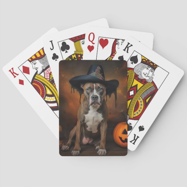 Jeu De Cartes American Staffordshire Citrouille Halloween effray (dos)