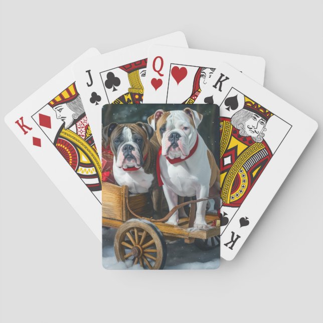 Jeu De Cartes American Staffordshire Snowy Sleigh Noël (dos)
