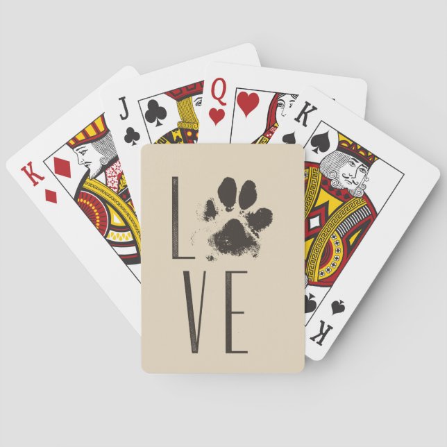 Jeu De Cartes Amour avec animal Empreinte de patte Brown Grunge  (dos)