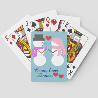 Jeu De Cartes Amour & Bonshommes de neige : Bleu clair