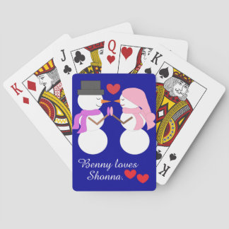 Jeu De Cartes Amour & Bonshommes de neige : Bleu foncé