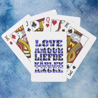 Jeu De Cartes Amour dans différentes langues Coeurs Bleu