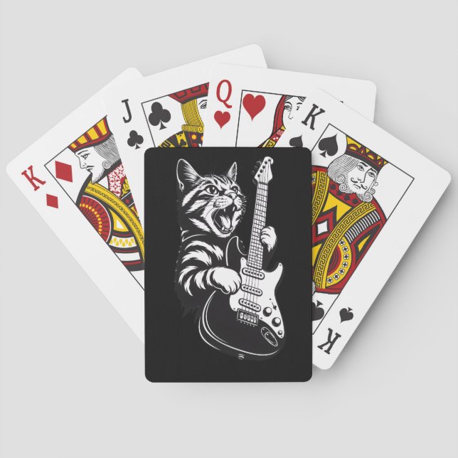 Jeu De Cartes Amour de musique cool | Chat rock jouant de la gui (dos)
