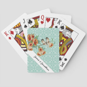Jeu De Cartes Amour d'oiseau vintage cerisier en fleur pêche men