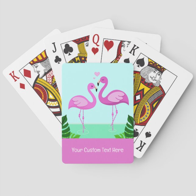 Jeu De Cartes Amour du Flamant rose de texte personnalisé (dos)