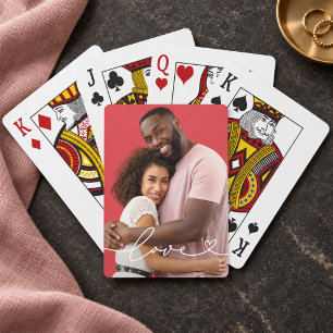 Jeu De Cartes Amour Écriture Blanche Cœur Photo Personnalisée