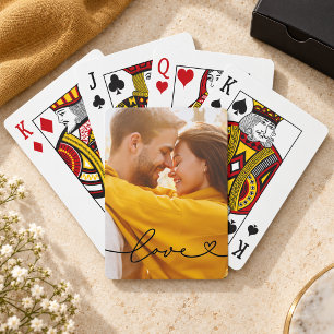 Jeu De Cartes Amour Écriture Noire Cœur Photo Personnalisée