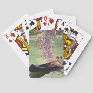 Jeu De Cartes Amour et romance vintage, promenade en canot roman