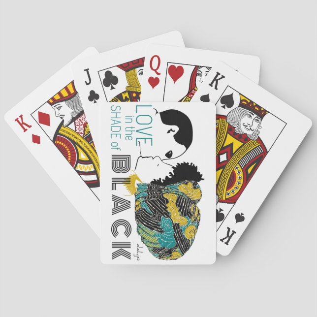 Jeu De Cartes AMOUR NOIR en OR & CYAN (dos)