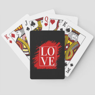 JEU DE CARTES AMOUR TYPOGRAPHIE BLANCHE ART ROUGE