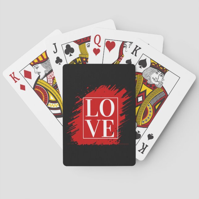 JEU DE CARTES AMOUR TYPOGRAPHIE BLANCHE ART ROUGE (dos)