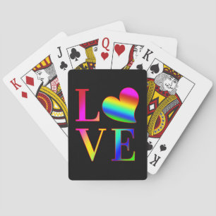 JEU DE CARTES AMOUR TYPOGRAPHIE COLORÉE CŒUR ARC-EN-CIEL