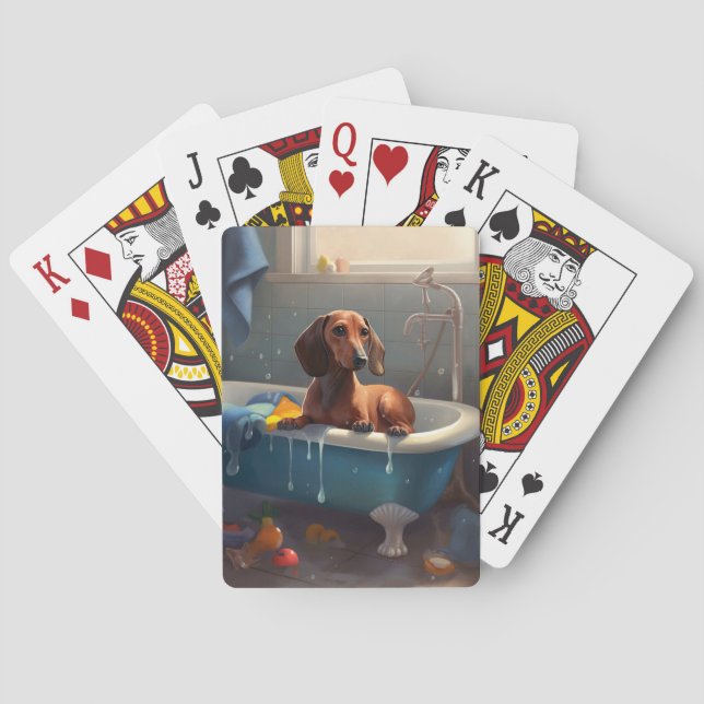 Jeu De Cartes Amusement du dachshund au bain  (dos)