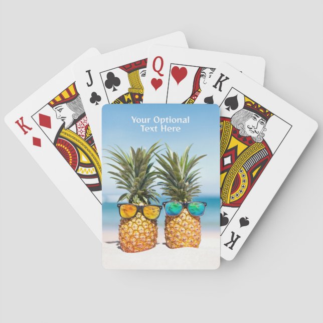 Jeu De Cartes Ananas de plage de texte personnalisé (dos)