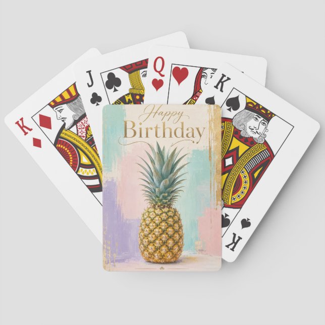Jeu De Cartes Ananas Doré Anniversaire Tropical (dos)