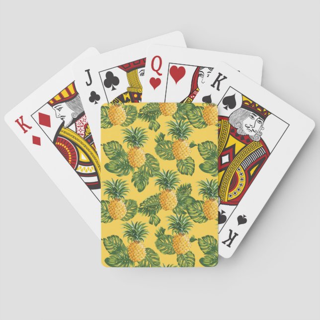 Jeu De Cartes Ananas et feuille tropical sur l'or (dos)