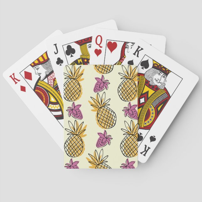 Jeu De Cartes Ananas, fraise design textile vintage. (dos)