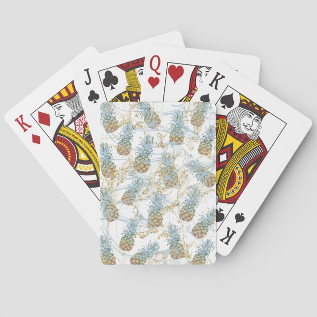 Jeu De Cartes Ananas Pailletés Or Été Tropical Chic (dos)