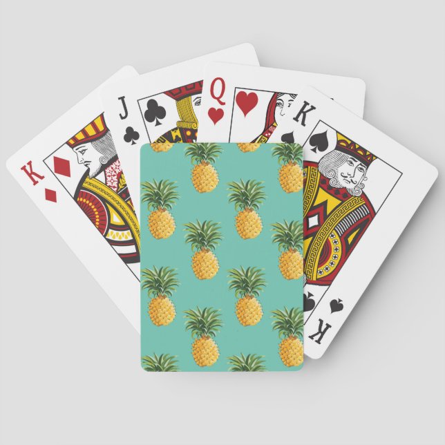 Jeu De Cartes Ananas Tropical Sur Turquoise (dos)