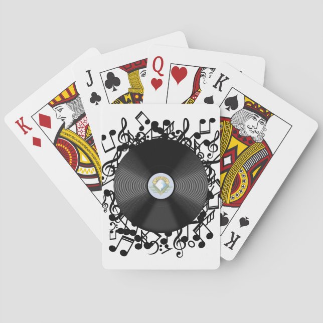 Jeu De Cartes Ancien disque de vinyle et notes musicales (dos)