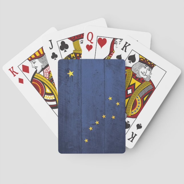 Jeu De Cartes Ancien drapeau en bois de l'Alaska Jouer des carte (dos)