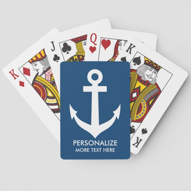 Jeu De Cartes Ancrage marin bleu marine personnalisé jouer carte (dos)