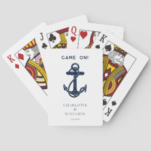 Jeu De Cartes Ancre bleue marine Mariage personnalisé